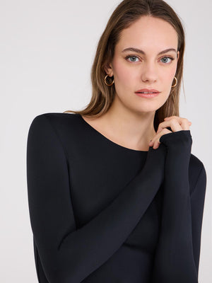 Double Layer Long Sleeve Top Black