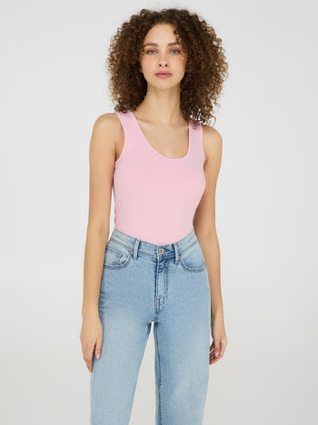 Scoop Neck Jersey Tank Top Pink