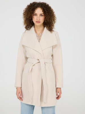 Faux Wool Shawl Collar Wrap Coat Makeup