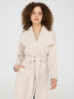 Faux Wool Shawl Collar Wrap Coat Makeup