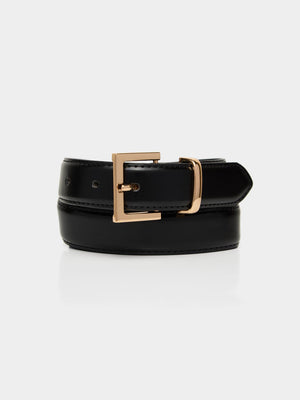 Gold Buckle Belt Black