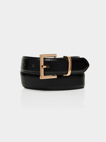 Gold Buckle Belt Black