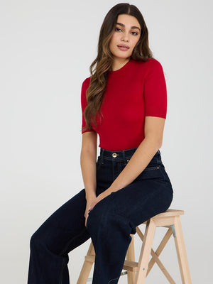 Short-Sleeve Sweater Mars Red