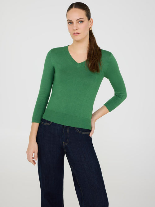 V-Neck 3/4 Sleeve Sweater