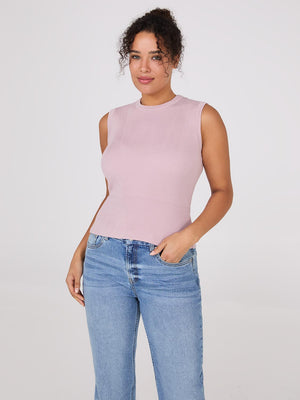 Sleeveless Ribbed Sweater Pink Dust