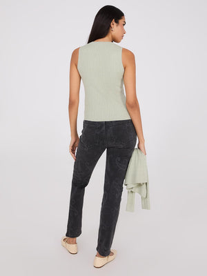 Cable Knit Sleeveless Sweater Sage