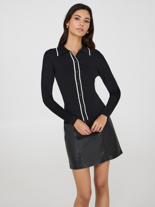 Contrast Tipping Collared Cardigan