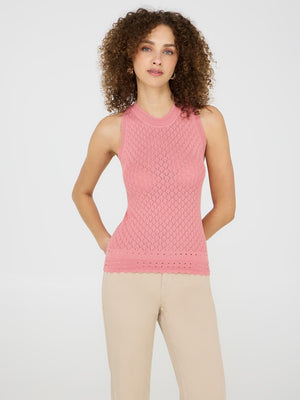 Pointelle Knit Tank Top Rose