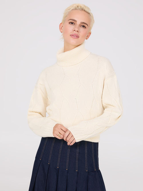 Twisted Cable Knit Turtleneck Sweater