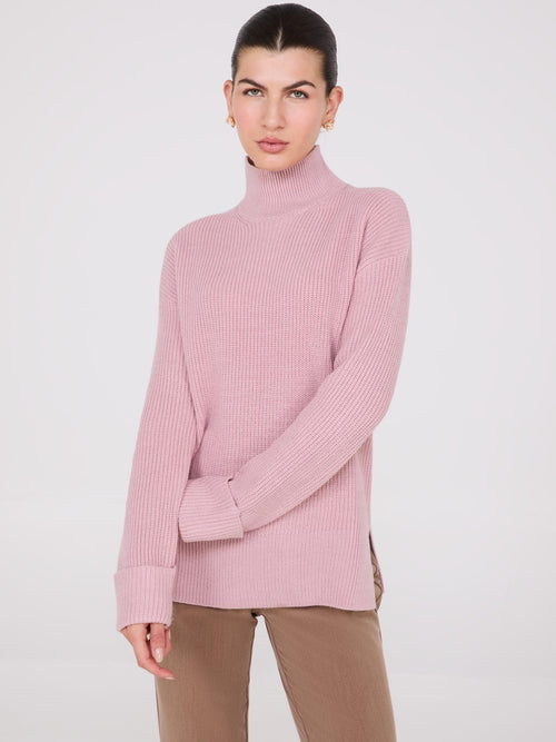 Mock Neck Shaker Stitch Sweater