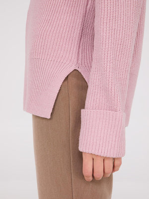 Mock Neck Shaker Stitch Sweater Pink Dust