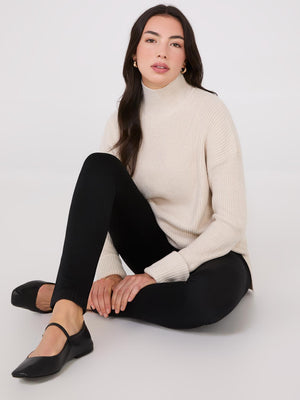 Mock Neck Shaker Stitch Sweater Pearl