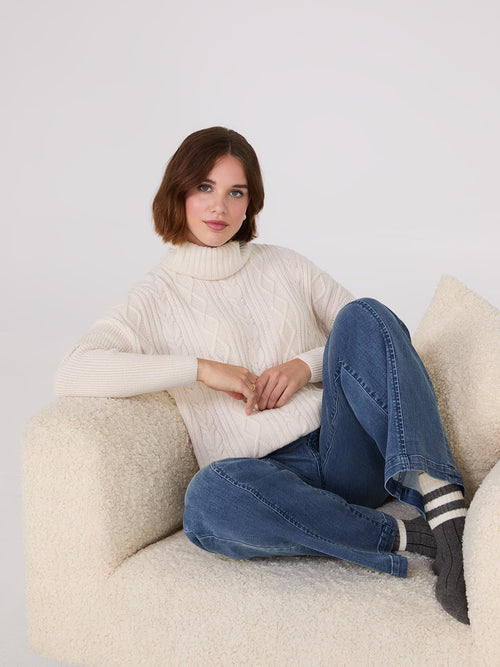 Multi-Cable Turtleneck Sweater