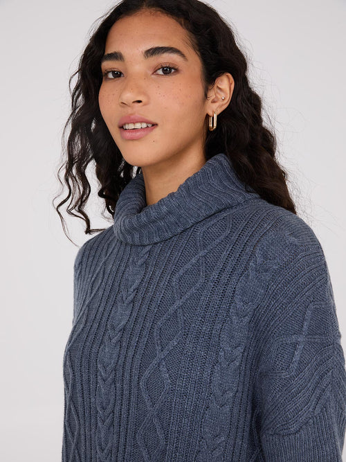 Multi-Cable Turtleneck Sweater