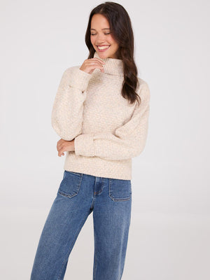 Melange Diamond Honeycomb Stitch Sweater Beige