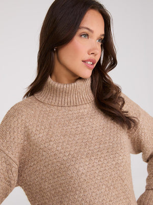 Melange Diamond Honeycomb Stitch Sweater Dk Beige