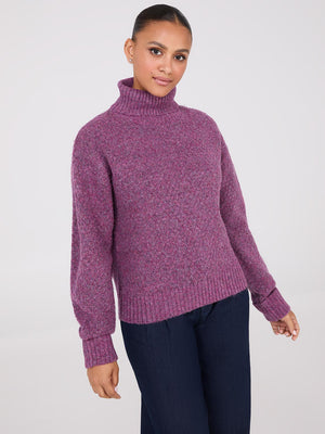 Melange Diamond Honeycomb Stitch Sweater Raspberry