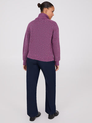 Melange Diamond Honeycomb Stitch Sweater Raspberry