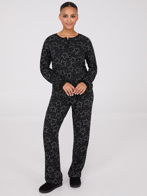 Star Print Henley Pajama Set