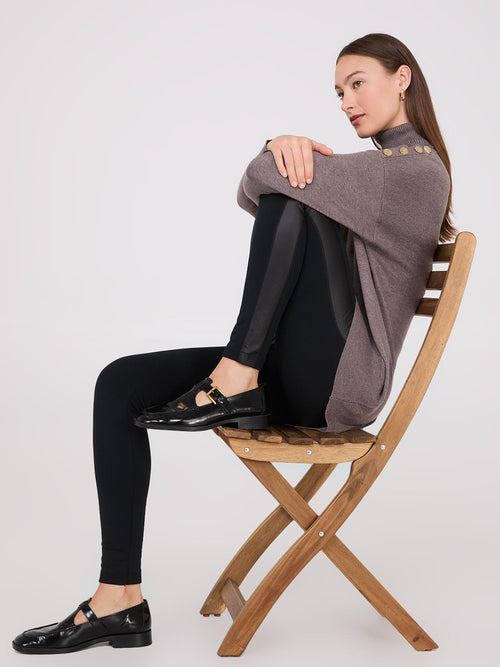 Leggings sans couture avec bordure en faux cuir