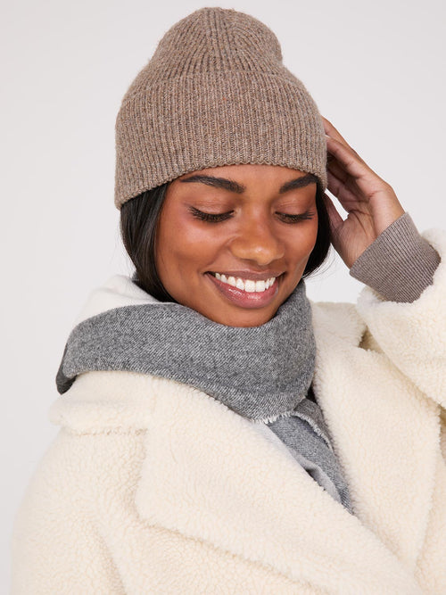 Faux Wool Ribbed Beanie