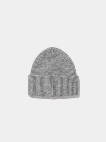 Faux Wool Ribbed Beanie Grey