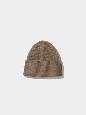 Faux Wool Ribbed Beanie Med Brown