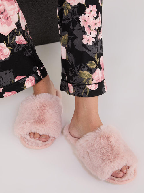 Faux Fur Slipper Slides