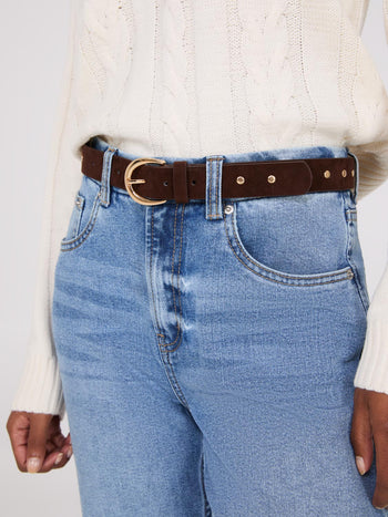 Faux Suede Belt Brown