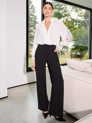 Classic High-Waisted Wide-Leg Pant Black