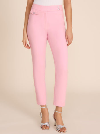 Pantalon à coupe ajustée et taille mi-haute Pink