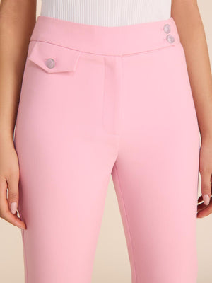 Pantalon à coupe ajustée et taille mi-haute Pink