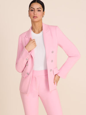 Blazer à simple boutonnage et col en pointe Pink