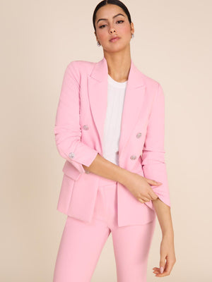 Single-Breasted Peak Collar Blazer Pink