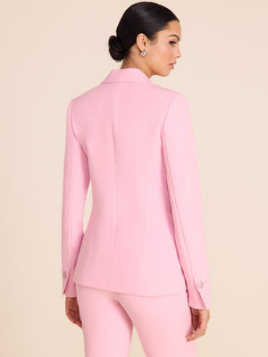 Single-Breasted Peak Collar Blazer Pink