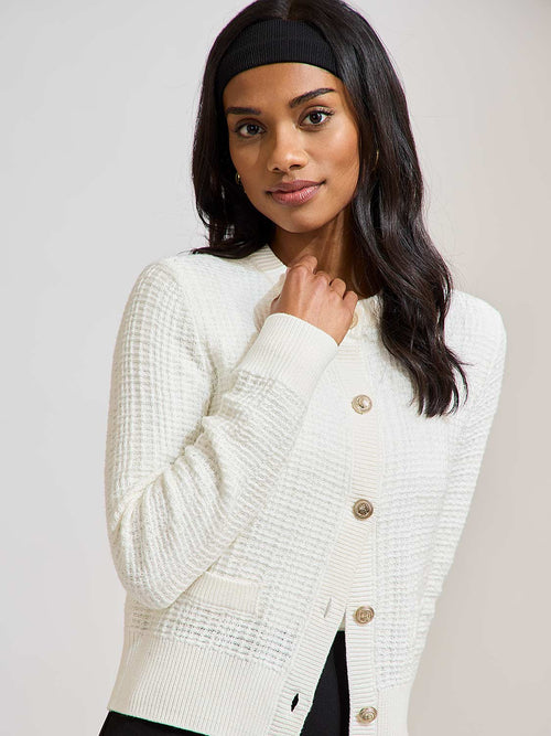 Tweed Button-Front Cardigan